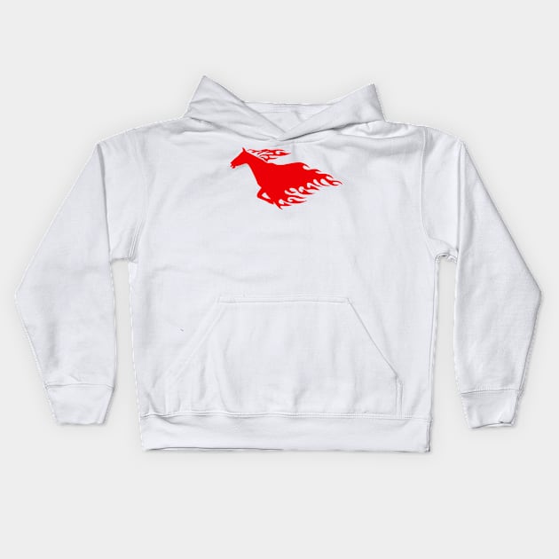 Flaming Stallion 14 Kids Hoodie by PhantomLiving